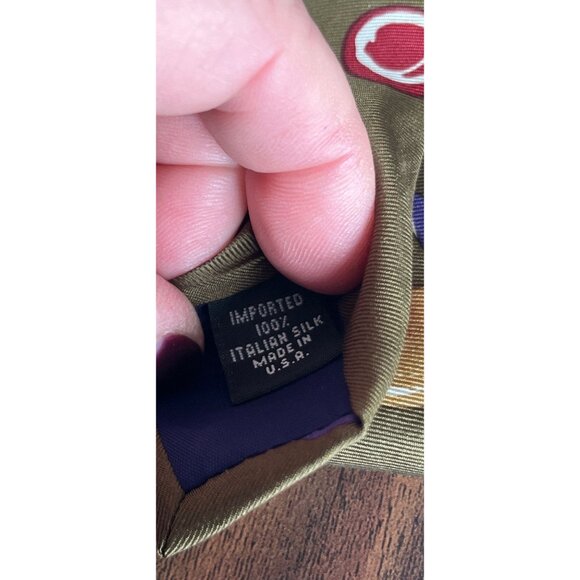 Vtg 1970's Perry Ellis Portfolio All Silk Tie Abstract Geometric Green Purples - Picture 5 of 6